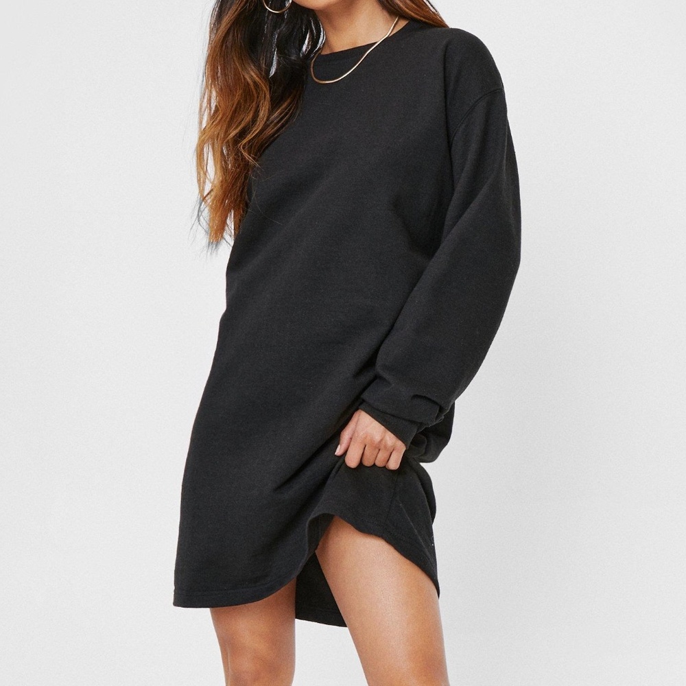 Black Oversized Sweatshirt Dress